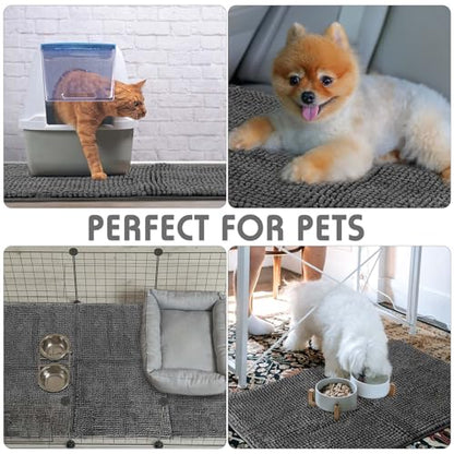Amylove 4 Pcs Guinea Pig Cage Liner 14 x 28 Inch Washable Chenille Pee Pads Pet Dog Cat Bedding Training Mat Reusable for Small Animals Puppy Bunny Hamster Chinchilla - color: Dark Gray, size: 14 x 28 Inch, style: Low Pile Chenille