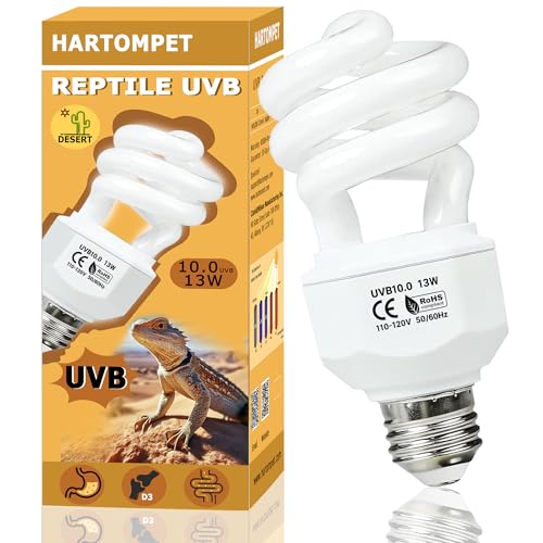 UVB 10.0 Reptile Light 13W, Compact Fluorescent Desert Lamp, High-Output Coil UVB Bulbs for Terrarium Tanks, Suitable for Bearded Dragons, Geckos and Other Desert-Dwelling Reptile - color: 1pcs Desert, size: UVB10.0 13W