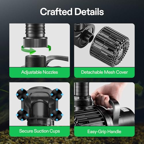 VIVOSUN 1600 GPH Submersible Water Pump, 100W Pond Pump, Ultra Quiet Aquarium Pump with 15FT. Lift Height for Pond, Waterfall, Fish Tank, Statuary, Hydroponic - color: Black Round, size: 11"×7"-1600