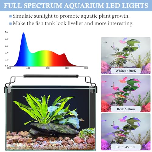FEDOUR USB Mini Aquarium LED Light, Full Spectrum Aquarium Light with Extendable Brackets, Adjustable Aquarium Plant Light with External Controller, for Freshwater Tank (11-16in) - style: 11-16in