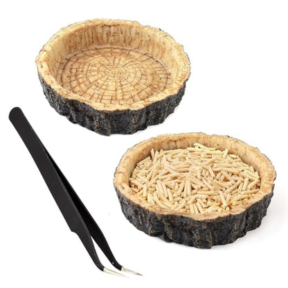 2PCS Reptile Water Dish Food Bowl Set Reptile Feeder Food and Water Dish with Feeding Tweezers Tong for Leopard Gecko Lizard Frog Snake Chameleon Tortoise (Style 2) - color: style 2