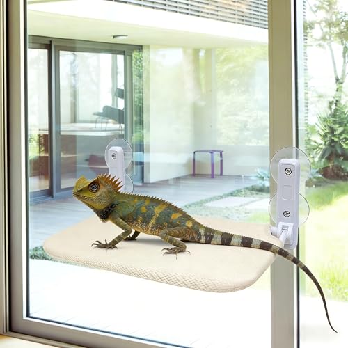 Large Bearded Dragon Hammock Foldable Reptile Lounger with Powerful Suction Cup Soft Lizard Window Perch Reptile Bed Breathable Bearded Dragon Accessories for Lizard Gecko Chameleon