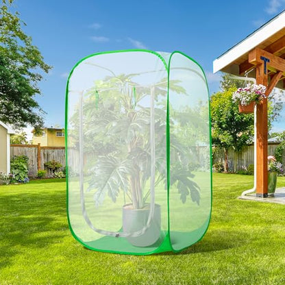 48" x 28" x 28" Pop Up Garden Mesh Plant Cover, Plant Protectors Mesh Plant Enclosure, Garden Net Cage Pest Protection Guard Tent with Storage Bag for Protect Plant Vegetable Fruit from Birds Insects - color: 48 X 28 X 28 Inch