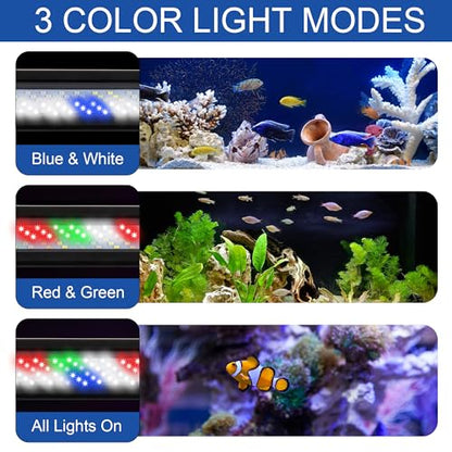 Led Aquarium Light, Full Spectrum Fish Tank Lights, 10/20 Gallon Freshwater Fishtank Hood Lighting for Grow Fish, Plants, Adjustable from 19 to 24 Inch - size: 18-24 IN