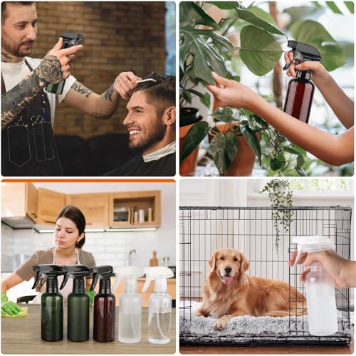 Leakproof Spray Bottles (2 Pack 10 oz), Adjustable Fine Mist & Jet Stream Nozzle, Premium BPA-Free Frosted Plastic Multi-Purpose for Hair, Plants, Cleaning (2 PACK FROSTED CLEAR) - color: 2 PACK FROSTED CLEAR