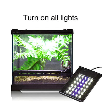 REPTI ZOO Terrarium Light - Day and Night Mode Reptile LED Light Hood with White and Blue Light for Different Pet Habits
