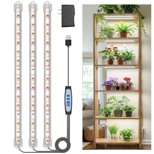 Kullsinss LED Grow Light Strip, 180 LEDs Grow Lights for Indoor Plants Full Spectrum 3000K/6000K/660nm Sunlike Plant Light for Indoor Growing with 3 Spectrum Modes, 16 Inches - color: 3 Bars, size: 1 Pack