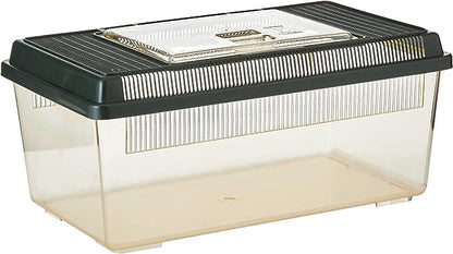 Exo Terra Faunarium Flat Home Plastic Reptile Terrarium, Medium (14" x 8" x 6") | Perfect for Temporary Housing, Quarantine, or Transport | Transparent Plastic Door for Easy Access - size: Medium