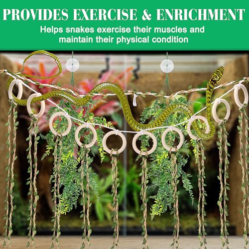 Snake Climbing Vines with Reptile Plants Kit, Handcrafted Jungle Vines, Snake Enclosure Accessories for Ball Pythons, Corn Snakes, Bearded Dragon, Chameleon, Lizard, Snake Enrichment Toys