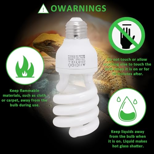 Aiicioo UVB Reptile Light 10.0 23W Desert UVB Spiral Compact Fluorescent Lamp UVB Reptile Light Bulb Tropical and Sub-Tropical UVB Bulb for Reptiles - size: UVB 10.0 23W