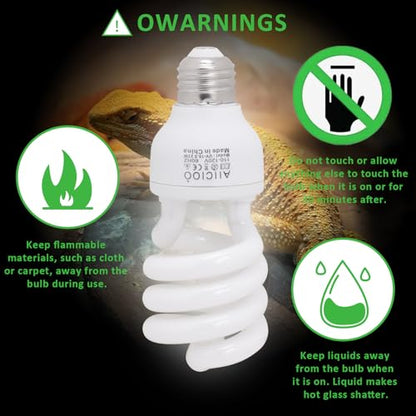 Aiicioo UVB Reptile Light 10.0 23W Desert UVB Spiral Compact Fluorescent Lamp UVB Reptile Light Bulb Tropical and Sub-Tropical UVB Bulb for Reptiles - size: UVB 10.0 23W