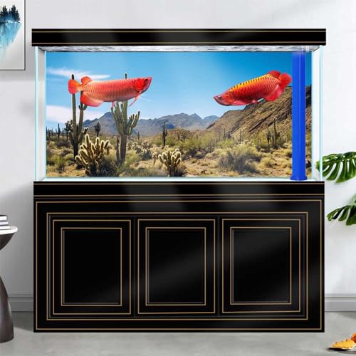 Reptile Habitat Background, Retro Desert Oasis Cactus Terrarium Background 24X16 in Background with 8 EVA Double-Sided Tape - color: desert01, size: 24X16in/60X40cm