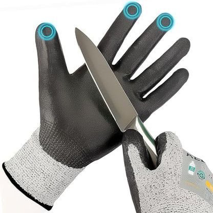 Kebada Cut Resistant Gloves, ANSI A2 Cutting Glove, PU Coated, Touchscreen, Multi-Purpose Model C2, 1 Pair, Medium - color: Grey, size: 8/Medium