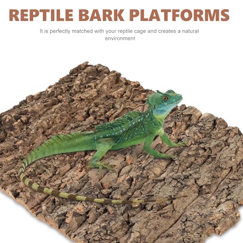 Homoyoyo 2Pcs Reptile Bark Decor Wood,Natural Cork Bark,Reptile Habitat Climbing Tree Bark Terrarium Landscaping Tree Bark Tree for Bearded Dragon Lizard Geckos Tortoise Random Shape