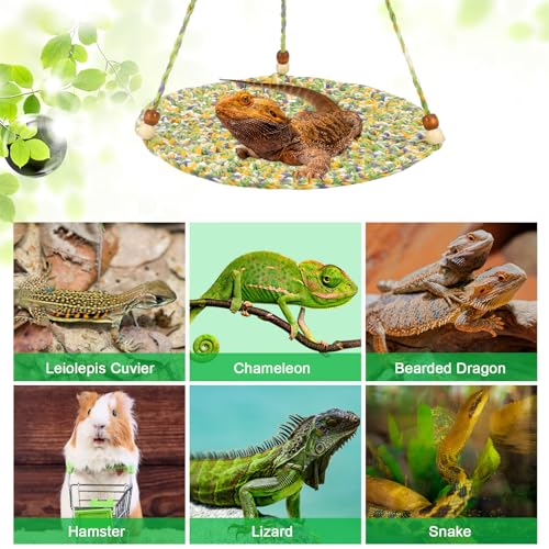 Jspupifip Bearded Dragon Bed, Large Reptile Hammock for Lizard Cage, Gecko & Chameleon Accessories - color: Green