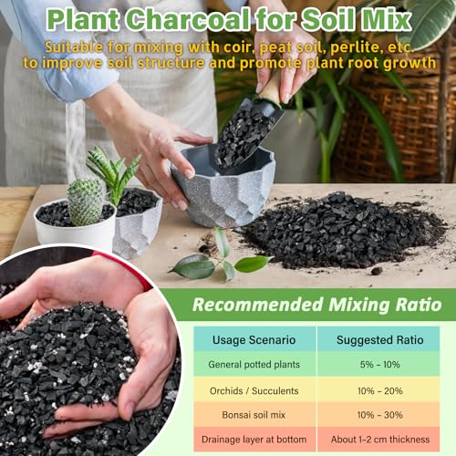 Legigo 2 QT Organic Horticultural Perlite & 2 QT Horticultural Charcoal, Natural Soil Amendment for Superior Drainage, Aeration, and Healthy Root Systems in Indoor Plants, Orchids, Terrariums & Pottin