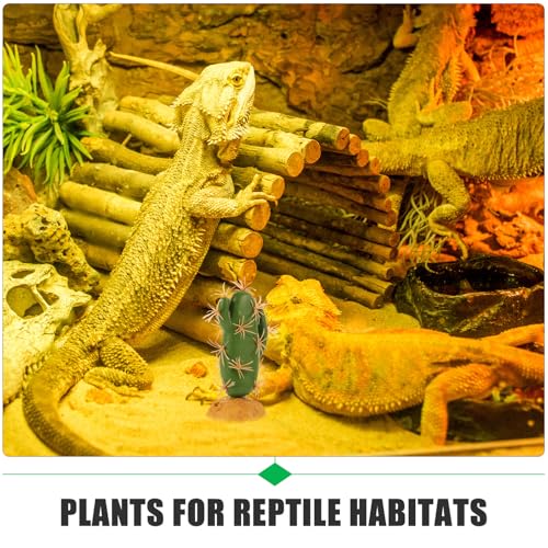 Mobestech Artificial Reptile Terrarium Plant Decor Plastic Resin Cactus for Lizard Tank Habitat Accessories Safe Water-Resistant Simulation Decoration for Reptile and Amphibian Enclosures