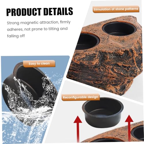 Gecko Feeding Ledge, Magnetic Hanging Reptile Food Dish with 2 Feeding Bowl, for Bearded Dragon Snake Lizard Gecko Ledge, Reptile Food Dish, Crested Tank Accessories, Bearded Dragon F