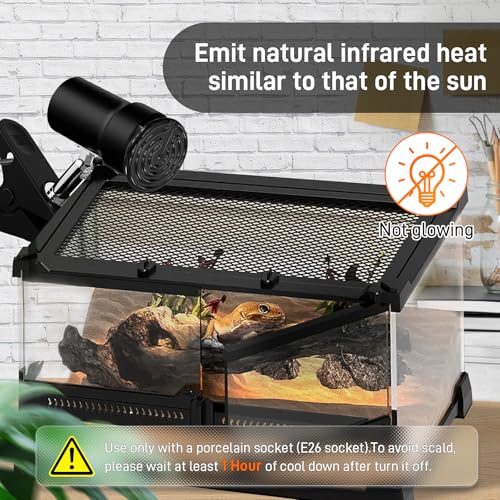 100W Mini Reptile Heat Lamp Bulb E26 Base Non-Light Emitting Infrared Ceramic Heat Emitter for Terrariums Turtles, Lizards, Snakes, and Small Pets 2-Pack