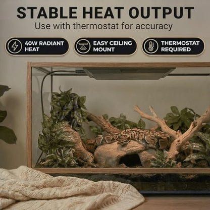 Radiant Heat Panels Made in USA 40W–Premium Reptile Heater Mounts Easily with Included Screws Reptile Heat Panel, Snake Heater, Bearded Dragon, Gecko and Hermit Crab Accessories
