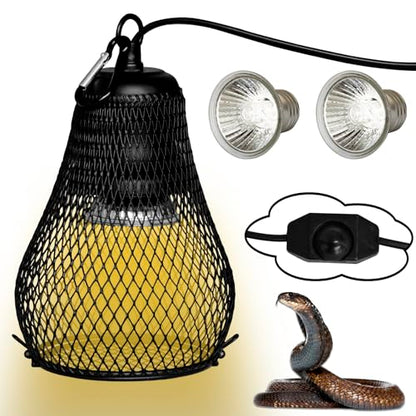 Reptile Heat Lamp,Reptile Light Heater Guard Basking Heater Lamp with Guard