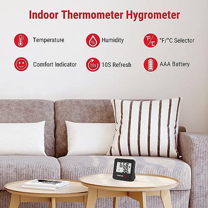 ThermoPro TP157 Hygrometer Indoor Thermometer for Home, Room Thermometer Humidity Meter with Accurate Temperature Humidity Sensor for Greenhouse Baby Room Office-1 Pack - size: Indoor Thermometer