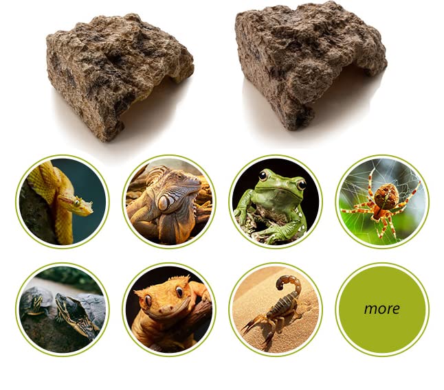 Reptile Simulation Rock Hide - Resin Amphibian Hideouts Cave Size 2.83'' x 1.18'', Habitat for Bearded Dragon Turtles Lizards Snakes Crab Gecko Leopard Spider Fish