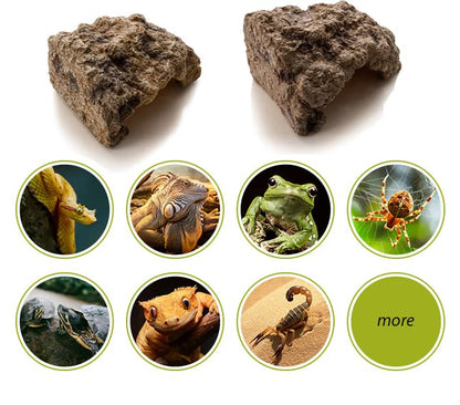 Reptile Simulation Rock Hide - Resin Amphibian Hideouts Cave Size 2.83'' x 1.18'', Habitat for Bearded Dragon Turtles Lizards Snakes Crab Gecko Leopard Spider Fish