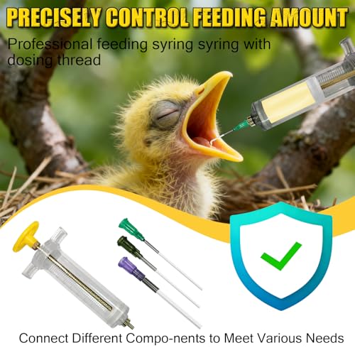 Baby Bird Feeding Syringe Set, Small Pet Parrot Feeder Hand Feeding Tubes Kit, Parrot Feeder Tubes Measuring Tools, for Baby Birds Small Pet