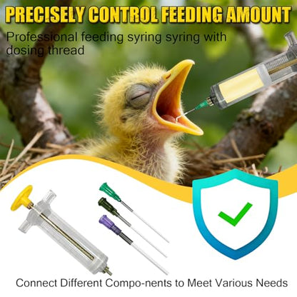 Baby Bird Feeding Syringe Set, Small Pet Parrot Feeder Hand Feeding Tubes Kit, Parrot Feeder Tubes Measuring Tools, for Baby Birds Small Pet