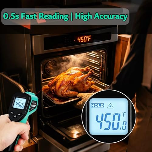 Infrared Thermometer Gun,-58℉~1022℉| Digital Laser Temperature Gun for Pizza Oven, Grill, Kitchen, Home Repairs and Multi-use IR Gun with Carrying Storage Case (NOT for Human) - color: Green
