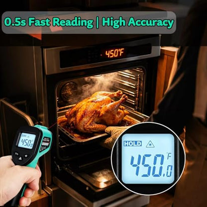 Infrared Thermometer Gun,-58℉~1022℉| Digital Laser Temperature Gun for Pizza Oven, Grill, Kitchen, Home Repairs and Multi-use IR Gun with Carrying Storage Case (NOT for Human) - color: Green