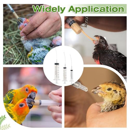 Baby Bird Feeding Syringe Set, Feeding Tubes and Spoon Parrot Small Pet Manual Feeder Measuring Tools， Milk Water,Liquid Food,Reusable (10ml+20ml+60ml)