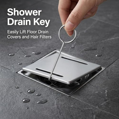 10 Pcs Drain Key Lifting Hooks, 304 Stainless Steel Shower and Floor Drain Grate Puller, Easy to Use Drain Removal Tool for Hair, Debris Cleaning, Anti-Rust, Durable Bathroom Accessory