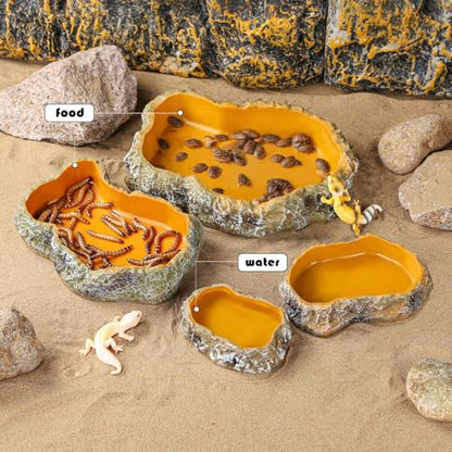 IBWell 5 Inch Reptile Food Dish Escape Proof Reptile Feeding Dish Resin Reptile Water Food Bowl for Bearded Dragon Chameleon Frog Snake Turtle Leopard Gecko - size: 5"