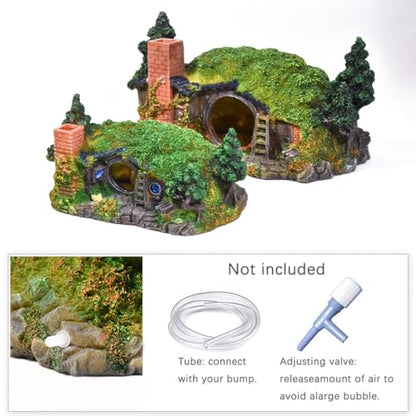 fazhongfa Aquarium Decorations Castle Fish Tank Décor Thematic Ornaments (Hobbit-Small) - size: Hobbit-Small