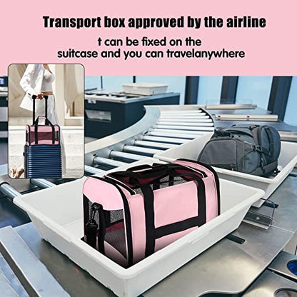 Cat Carrying Case - Pet Carrier Airline Approved, Protable and Breathable Pet Travel Carrier Removable Fleece Pad, Collapsible Cat Carrier Dog Carrier for Medium Cats Small Cats Dogs (Medium, Pink) - color: pink, size: 17.0"L x 11.0"W x 11.0"H