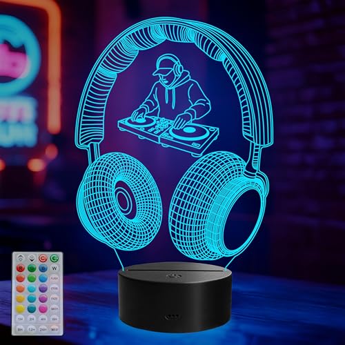 DJ Gifts, DJ Night Light, Music 3D Illusion Lamp with 16 Colors Changing, Remote Control with Timer, Mancave Room Decor for Holiday Birthday Christmas - color: Color 3