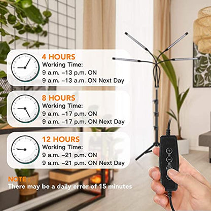 GHodec Grow Light with Stand, 5500K Full Spectrum Gooseneck Floor Plant Light for Indoor Plants Growing,5 Dimmable Levels & Auto On/Off Timer,Tripod Stand Plant Lamp Height Adjustable - size: 100Watts
