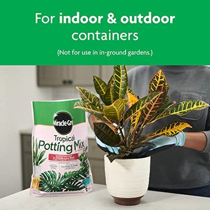Miracle-Gro Tropical Potting Mix, 6 qt. - Growing Media for Tropical Plants Living in Indoor and Outdoor Containers - size: 1 Pack, style: Potting Mix