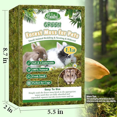 Halatool 25QT Hamster Moss for Bedding Nesting Hideout, 100% Natural Moss for Rabbits Squirrels Hamsters Guinea Pigs, Small Animals Cage Accessories Terrariums Reptiles Plants - size: 1.1lb/25qt