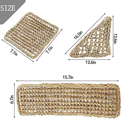 PINVNBY Hammock for Bearded Dragons,Lizard Lounger Reptile Natural Seagrass Habitat Decoration Reptiles Tank Accessories Jungle Climber Vines Flexible Leaves Climbing Decor for Gecko Chameleon(5 PCS)