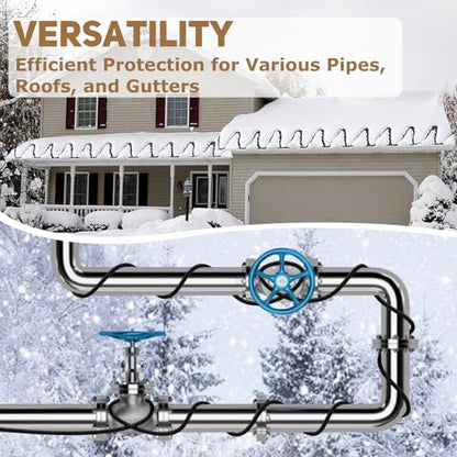 HEATIT JHSF1 18FT Self-Regulating Heating Cable, 120V 5W/ft | Pre-Assembled Heat Tape with Spacers and Clips for Roof De-Icing, Gutter Heating and Pipe Freeze Protection - color: 5W/FT (KIT), style: 18FT