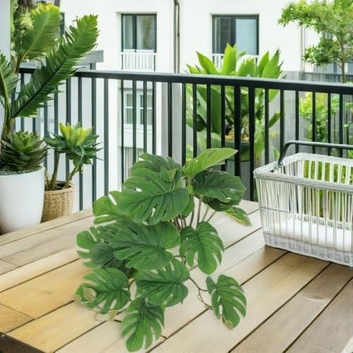 PRETYZOOM Artificial Hanging Plant with 23 Leaves Suction Cup Reptile Decor Terrarium Leaf Plants Indoor Amphibian Habitat Hideout for Lizard Gecko Tank