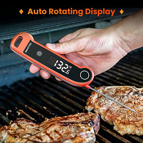SMARTRO ST49 Digital Thermocouple Instant-Read Meat Thermometer with Ambidextrous Backlit for Food, Grilling, BBQ, Kitchen Cooking, Oil Deep Frying and Candy - color: Red