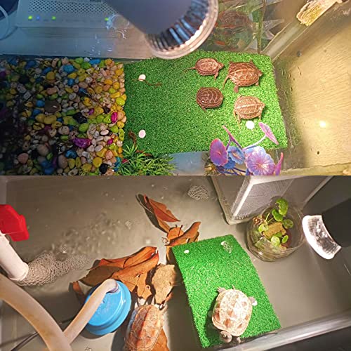 Keedolla Lawn Turtle Basking Platform Tortoise Resting Terrace, Simulation Grass Turtle Ramp Tortoise Climbing Ladder for Aquarium, Fish and Turtle Tank - Large - size: Large