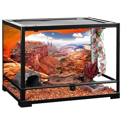 AWERT Stone Reptile Habitat Background Sky Oasis Mountain Cactus Sun and Desert Terrarium Background 30x18 inches Polyester Background - size: 30x18in/75x45cm