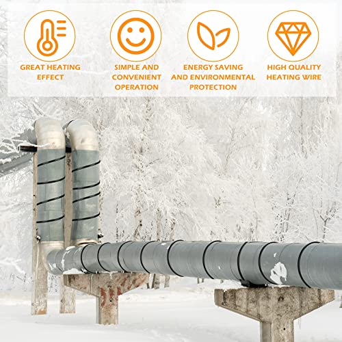 Kingdder 24 Ft (6FT~48FT) Heat Tape for Water Pipes Thermostat Self Regulating Heating Cable with Power Indicator Plug Built-in, Heavy Duty Heating Cable for Pipe Freeze Protection, 120V 8W/ft - size: 24 Ft