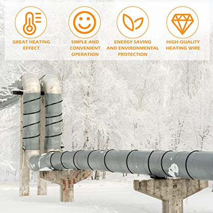 Kingdder 36 Ft (6FT~48FT) Heat Tape for Water Pipes Thermostat Self Regulating Heating Cable with Power Indicator Plug Built-in, Heavy Duty Heating Cable for Pipe Freeze Protection, 120V 8W/ft - size: 36 Ft