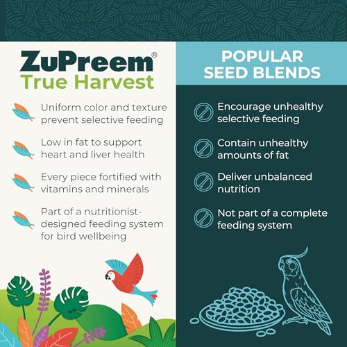 ZuPreem True Harvest Bird Food, Bird Feed Pellets for Parakeets, Budgies, Parrotlets, & Doves, Added Vitamins, Parakeet Food, Budgie Feed, Made in the USA (Small, 2.25 lb Bag) - size: 2.25 Pound (Pack of 1)